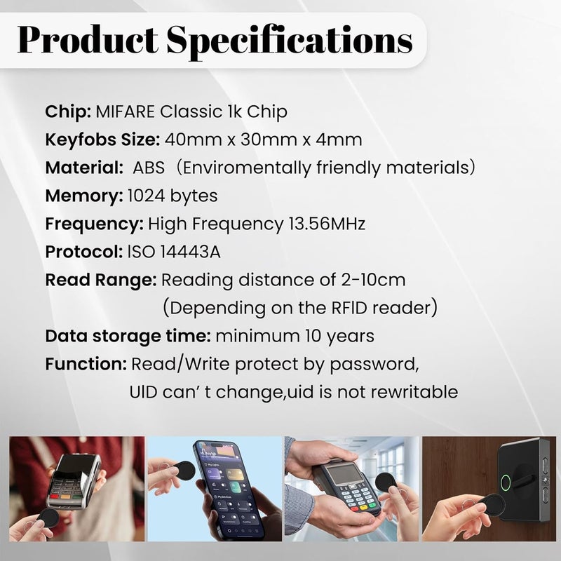 BABIQT 30 قطعة من بطاقات RFID MIFARE Classic 1K مفاتيح فوب NFC بطاقات مفاتيح F08 ISO14443A 13.56 ميجاهرتز سوداء M1 بطاقة دخول للتحكم في الوصول - Image 5